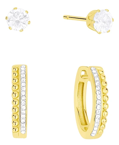 And Now This 2-Pc. Cubic Zirconia 18k Gold-Plated Hoop and Stud Earrings Set, Macy's Exclusive