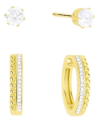 And Now This 2-Pc. Cubic Zirconia 18k Gold-Plated Hoop and Stud Earrings Set, Macy's Exclusive