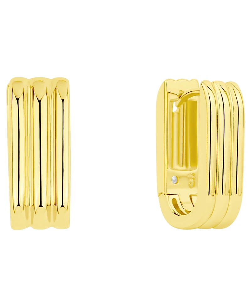 And Now This 18k Gold Plated Brass Ribbed Oblong Huggie Hoops Earrings, Macy's Exclusive
