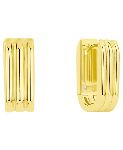 And Now This 18k Gold Plated Brass Ribbed Oblong Huggie Hoops Earrings, Macy's Exclusive