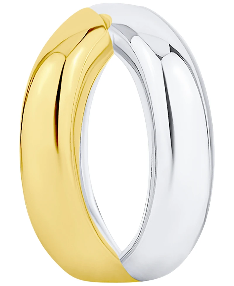 and Now This Two-Tone Silver-Plated 18k Gold-Plated Brass X Ring, Macy's Exclusive