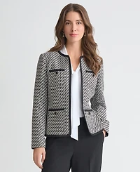 Kasper Women's Zig-Zag-Jacquard Collarless Jacket