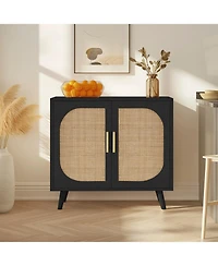 Streamdale Furniture Streamdale Accent Storage Cabinet with 2 Doors, 4 Compartments (Black