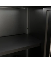 Streamdale Furniture Black Bamboo Storage Cabinet with Shelves