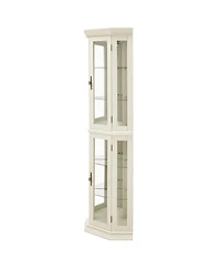 Streamdale Furniture Lighted Corner Curio Cabinet - Glass Display, Adjustable Shelves - White