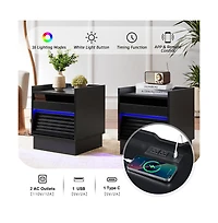 Cesicia Modern Nightstand Smart Bedside Table with 2 Drawers