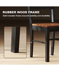 Homcom Farmhouse Armless Dining Chairs, Set of 2 with Open Back, Light