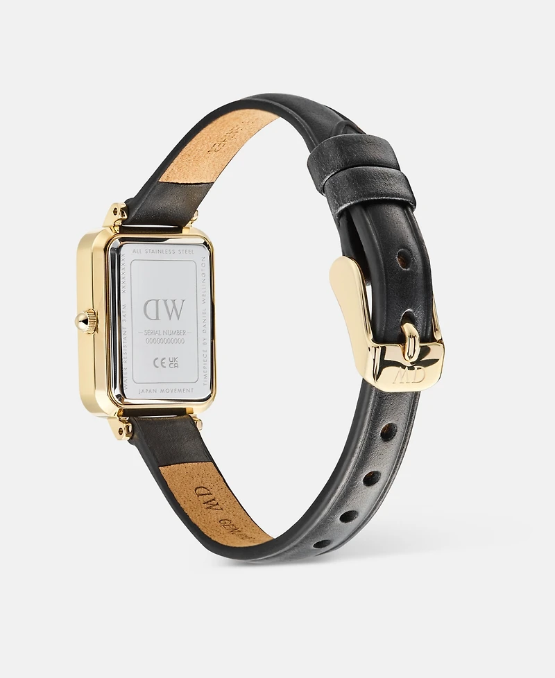 Daniel Wellington Women's Date Black Leather Watch 26, mm
