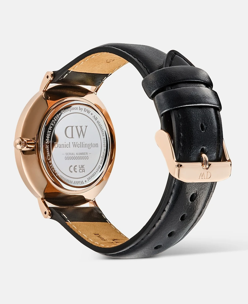 Daniel Wellington Men's Analog Black Leather Watch, 40mm