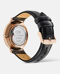 Daniel Wellington Men's Analog Black Leather Watch, 40mm