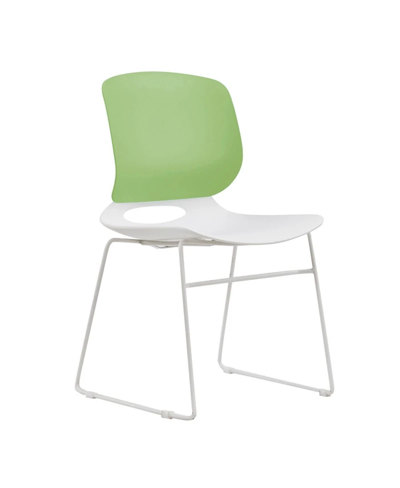 Streamdale Furniture Modern Stacking Chairs Set of 4 (White+Blue/Green) Polypropylene Seat, Fiberglass Back
