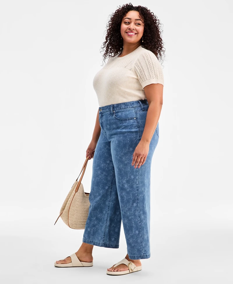 Style & Co Plus 5-Pocket High-Rise Wide-Leg Jeans, Macy's Exclusive