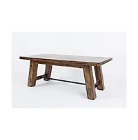 Jofran Cannon Valley Rustic Distressed Industrial Trestle 50" Coffee Table