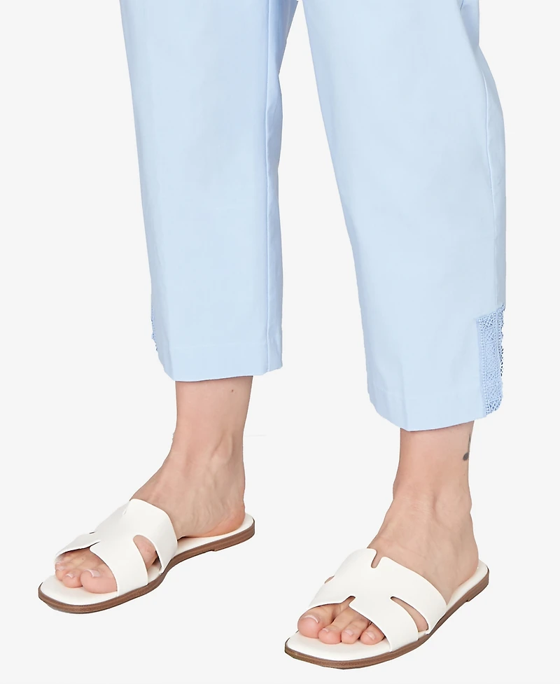 Ruby Rd. Plus Lace Trim Pull On Silky Tech Ankle Pants