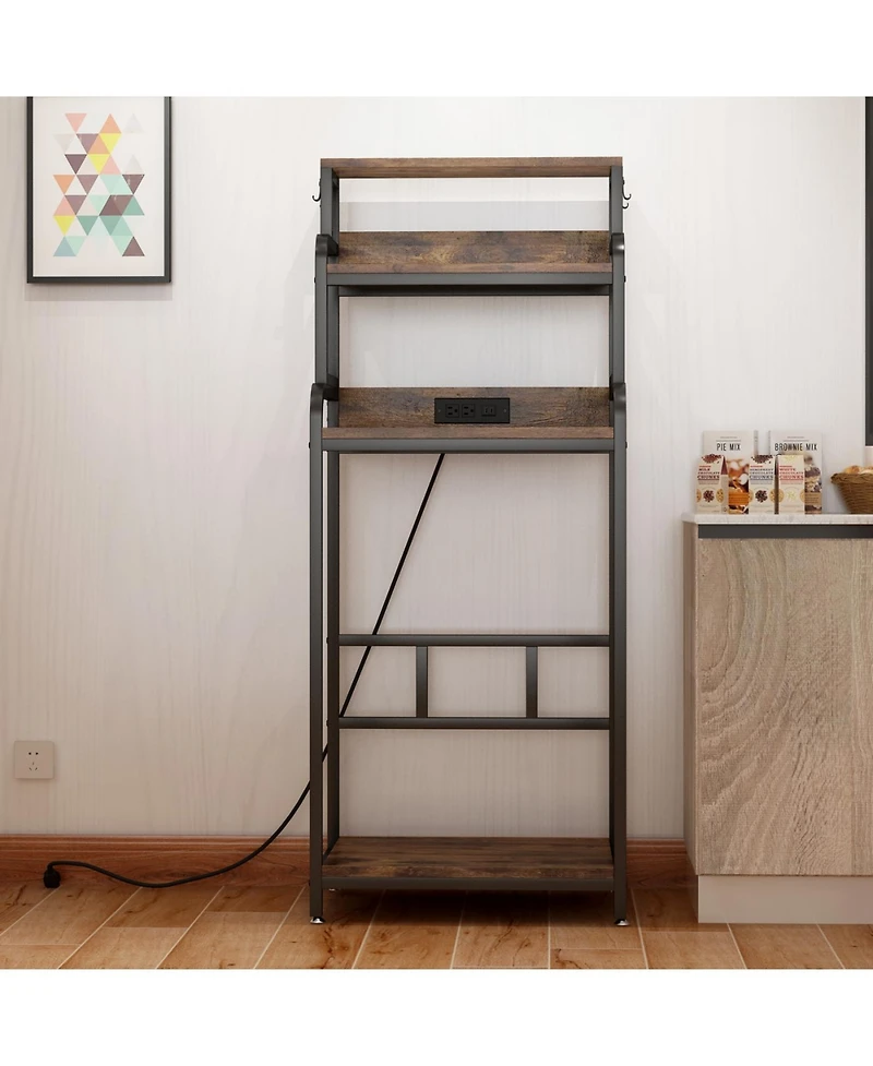Streamdale Furniture Vintage 4-Tier Mini Fridge Stand with Storage