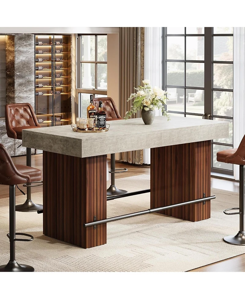 Tribesigns 62.2Inch Bar Table, Industrial Counter Height Pub Dining Table, Large Home Bar Unit