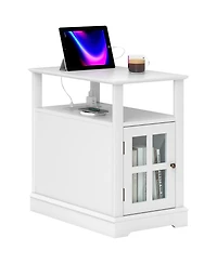 Homcom Side Table with Charging Station and Usb Ports