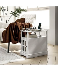 Homcom Side Table with Charging Station and Usb Ports