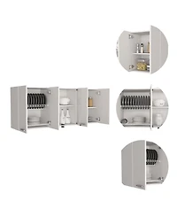 Lovmor Modern Kitchen Cabinet with Glass Doors Dish Rack and Metal Handles for Elegant Storage