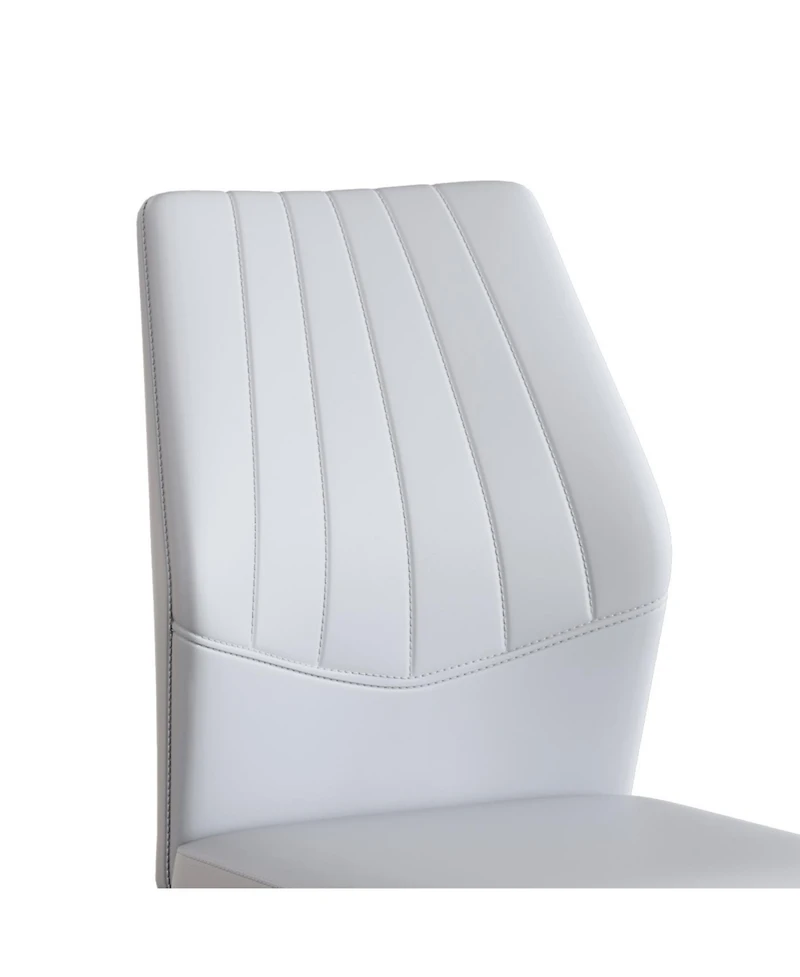 Streamdale Furniture Set of 6 Light & Silver Dining Chairs, 37" High Ergonomic Pu Backrest