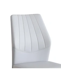 Streamdale Furniture Set of 6 Light & Silver Dining Chairs, 37" High Ergonomic Pu Backrest