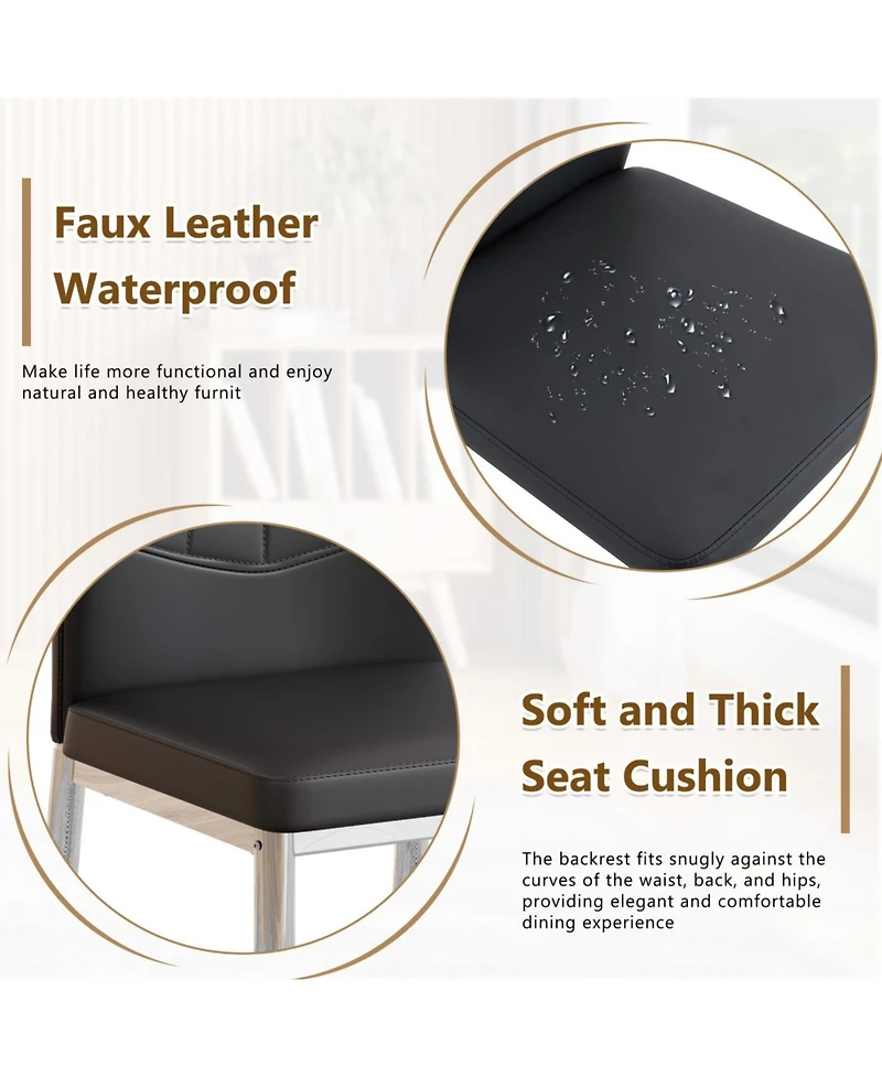 Streamdale Furniture Set of 4 Dining Chairs, Ergonomic Pu Backrest