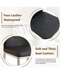 Streamdale Furniture Set of 4 Dining Chairs, Ergonomic Pu Backrest