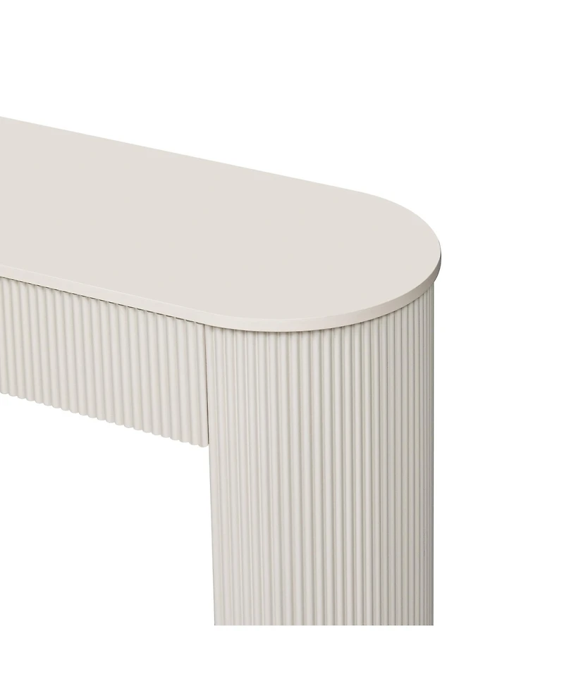 Streamdale Furniture Fluted Entryway Console Table with Drawers (Champagne White)