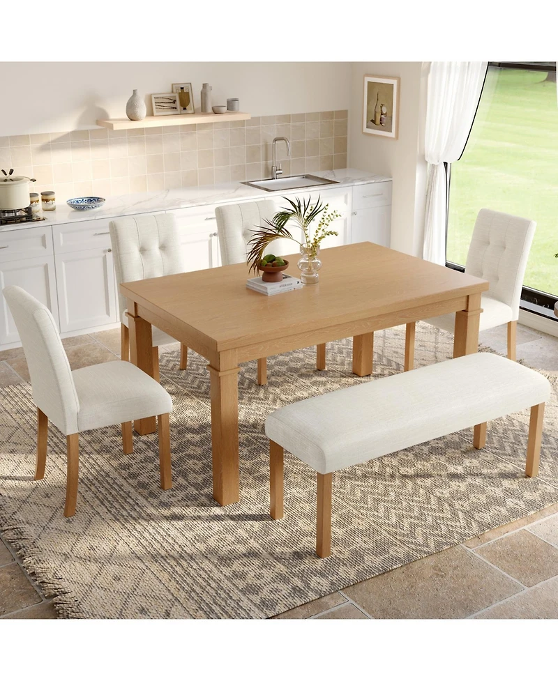 Streamdale Furniture Modern 6-Piece Dining Set: Table, 4 Chairs & Bench