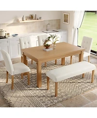 Streamdale Furniture Modern 6-Piece Dining Set: Table, 4 Chairs & Bench
