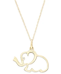 Cubic Zirconia Elephant Pendant Necklace in 10k Gold