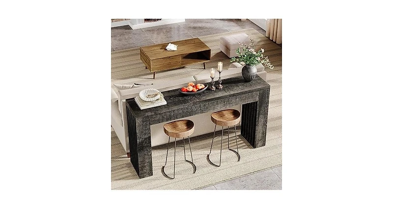 Tribesigns 59-Inch Long Wooden Console Sofa Table Behind The Couch with Vertical Slat Legs for Entrance