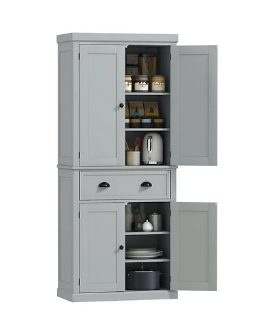 Homcom 72.5" Kitchen Pantry Cabinet with 4 Doors, Drawer