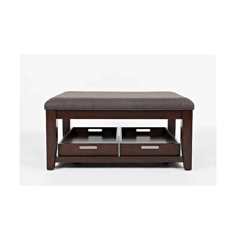 Jofran Twin Cities Contemporary Brown 38" Upholstered Ottoman Coffee Table