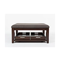 Jofran Twin Cities Contemporary Brown 38" Upholstered Ottoman Coffee Table