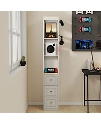 Streamdale Furniture 73" Slim Storage Cabinet, 3-Tier Media Storage with 3 Drawers And 2 Hooks