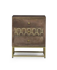 Streamdale Furniture Gold Fish Scale 3-Drawer Mango Wood Contemporary Side Table