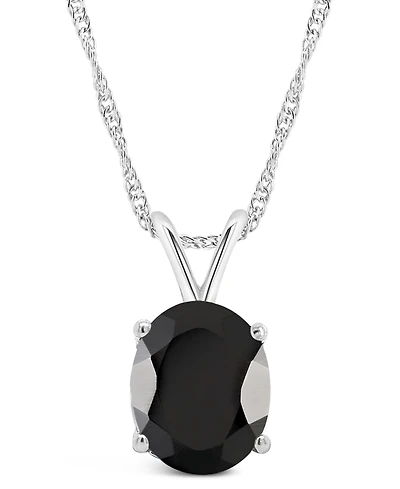 Macy's Black Onyx (10x8mm) & Aquamarine (2-3/8 ct. t.w.) Pendant Necklace 14k Yellow Gold (also White Gold)