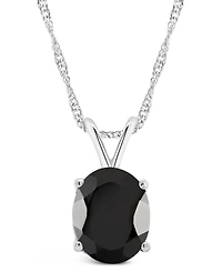 Macy's Black Onyx (10x8mm) & Aquamarine (2-3/8 ct. t.w.) Pendant Necklace 14k Yellow Gold (also White Gold)