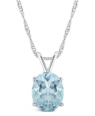 Macy's Black Onyx (10x8mm) & Aquamarine (2-3/8 ct. t.w.) Pendant Necklace 14k Yellow Gold (also White Gold)