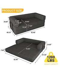 Streamdale Furniture Streamdale Corduroy Convertible Sleeper Sofa Bed with Pillow (Grey