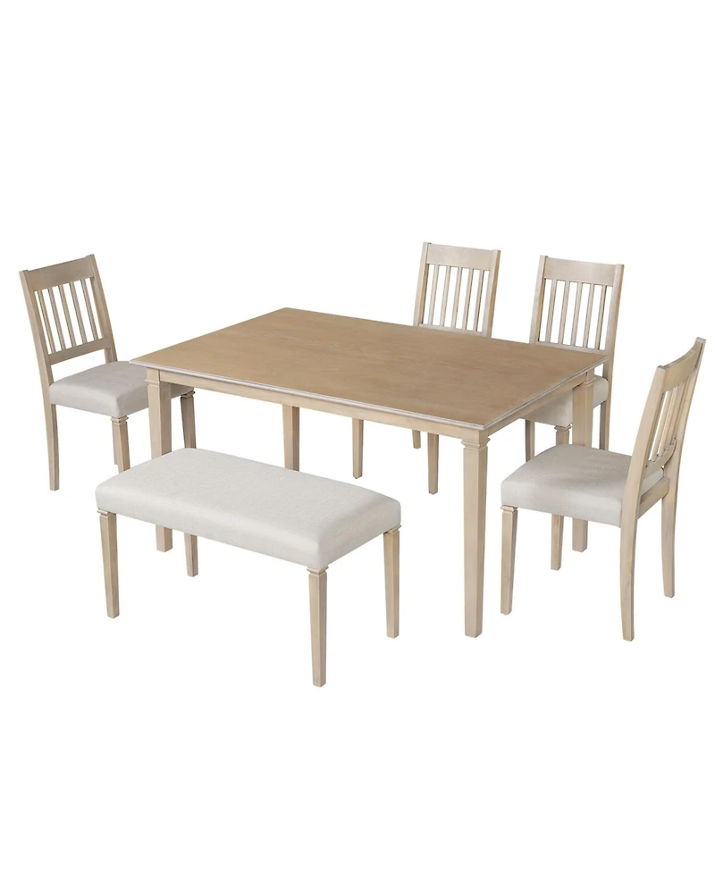 Streamdale Furniture Retro 6-Piece Dining Set: Table, 4 Chairs & Bench