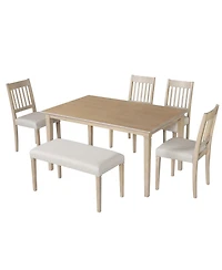 Streamdale Furniture Retro 6-Piece Dining Set: Table, 4 Chairs & Bench