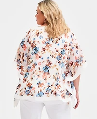 Jm Collection Plus Printed Poncho, Macy's Exclusive