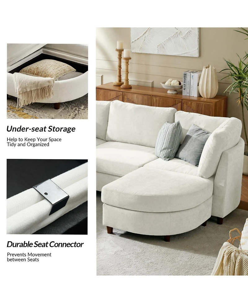 Hulala Home Dayman 6-Piece Modern Storage Convertible Sectional Sofa with End Table