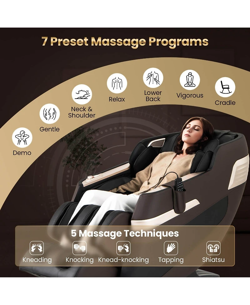 Costway Full Body Massage Chair with Airbags Waist Heater Foot Rollers Voice Control