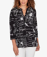 Ruby Rd. Petite Parisian Print Embellished Knit Top