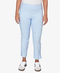 Ruby Rd. Petite Lace Trim Pull On Silky Tech Ankle Pants