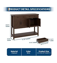 Console Table Buffet Sideboard Sofa Table,with Storage Drawers Cabinets and Bottom Shelf, Farmhouse for Kitchen, Foyer, Brown
