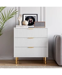 Gaomon Modern 3 Drawer Dresser for Bedroom, Wood Chest with Gold Handle and Large Drawers Living Room, Hallway, Entryway